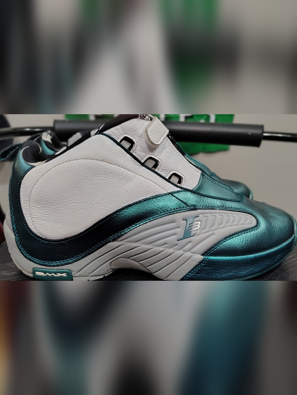 Reebok Answer IV "The Tunnel" sneakers in a deep teal, white, and grey colorway - Picture 3 of 8